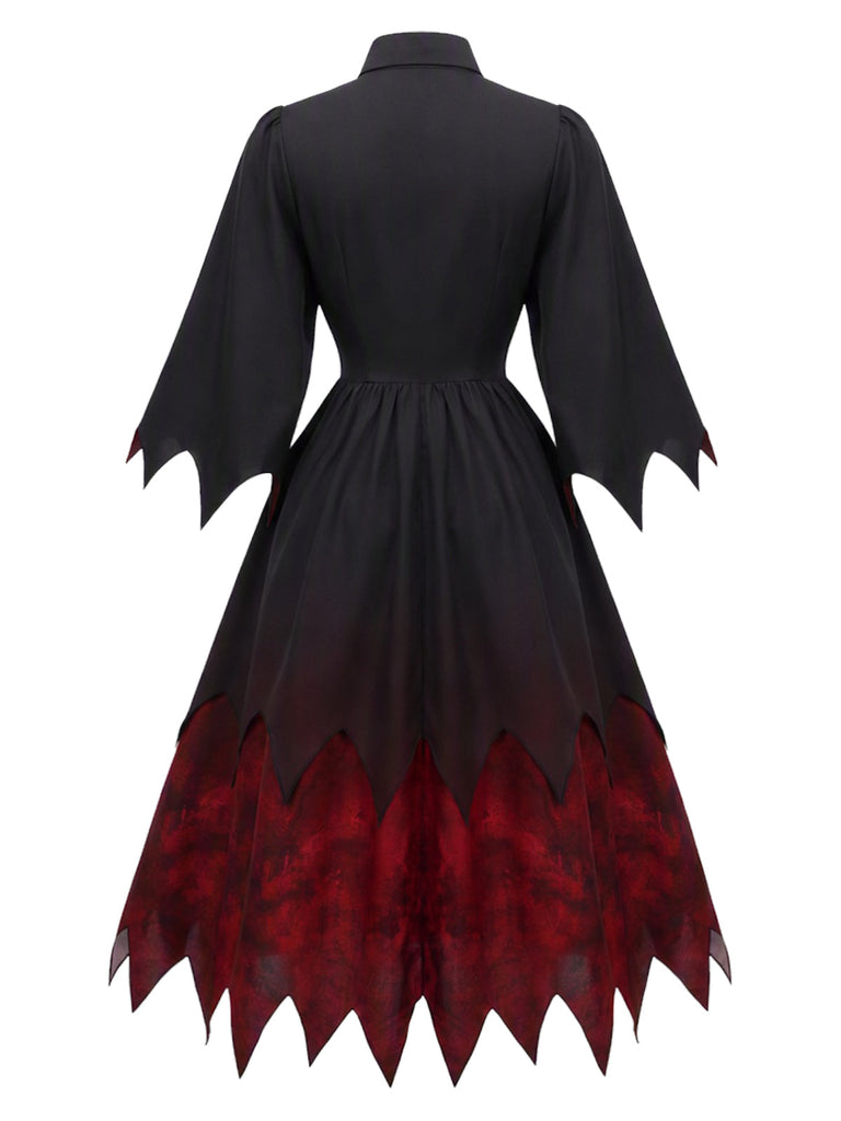 [Prévente] Robe vampire noire et rouge à ailes de chauve-souris et laçage années 1950