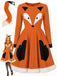 [Prévente] Robe de cosplay orange façon renard bordure fourrure et queue années 50