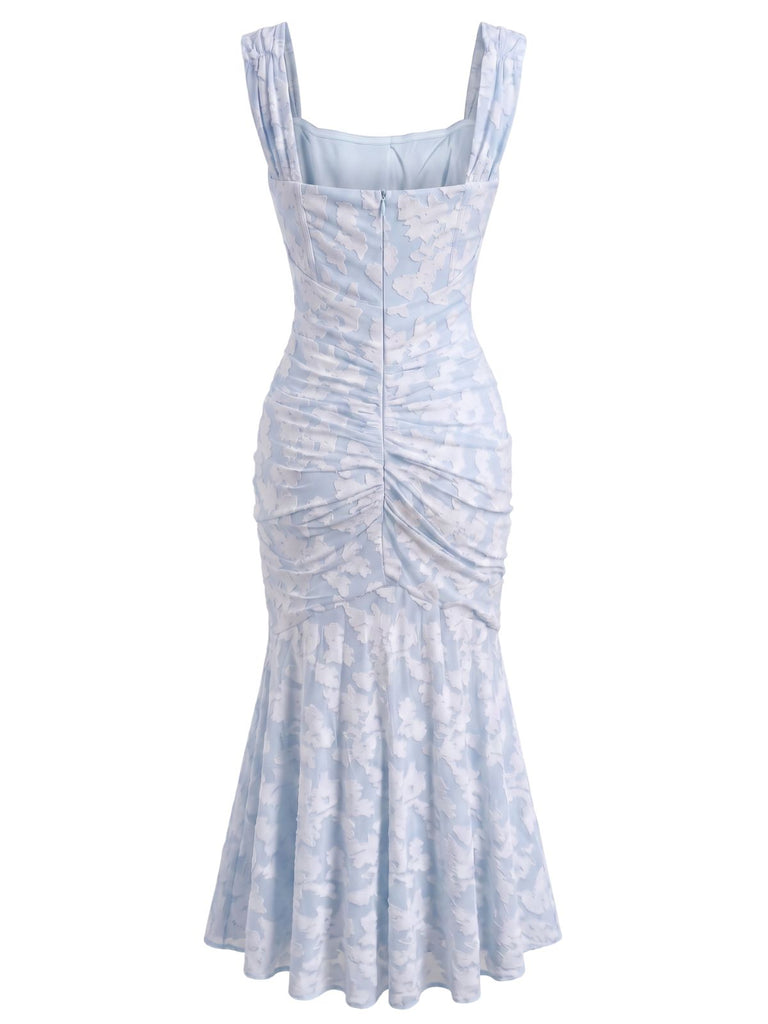 Robe sirène rose moulante à épaules dénudées et corset baleiné années 1930
