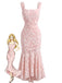 Robe sirène rose moulante à épaules dénudées et corset baleiné années 1930