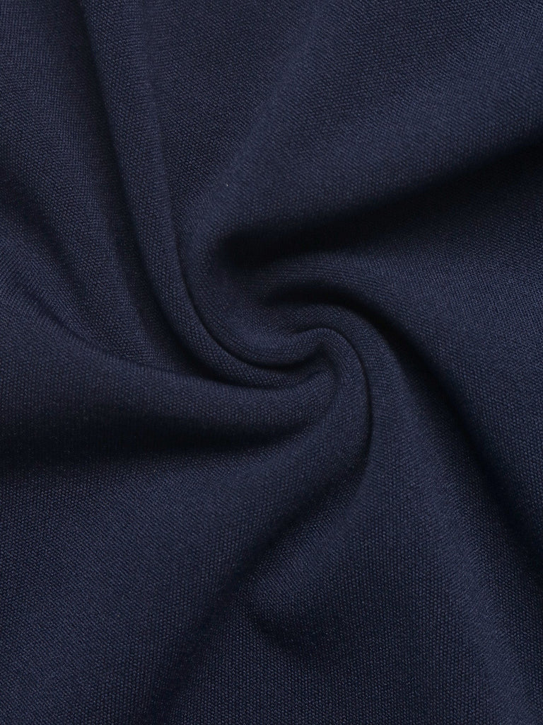 Haut bleu marine à col V et manches évasées style preppy Années 1980 - 7