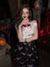 [Prévente] Robe noire d’Halloween à imprimé globes oculaires ensanglantés et chauves-souris années 1950