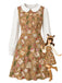 [Prévente] Robe marron à imprimé pain d’épices et col Claudine années 1960