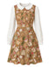 [Prévente] Robe marron à imprimé pain d’épices et col Claudine années 1960