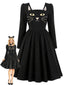 [Prévente] Ensemble robe noire encolure carrée et accessoires années 50