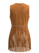Gilet marron en daim à clous, franges et rivets sans manches années 1960