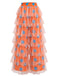 Pantalon disco orange en tulle à pois et volants superposés années 1970