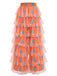 Pantalon disco orange en tulle à pois et volants superposés années 1970