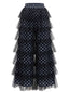 Pantalon noir tulle volants étagés et motifs pois années 60