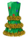 Robe trapèze sans manches verte effet guirlande de Noël années 70