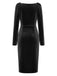 Robe moulante en velours à col drapé et taille drapée froncée Années 1960 - 5