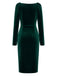 Robe moulante en velours à col drapé et taille drapée froncée Années 1960 - 3