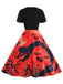 Robe évasée d’Halloween à imprimé toiles d’araignée et citrouilles années 1950