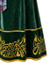 Robe médiévale verte en velours brodé avec ceinture années 1940
