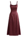 Ensemble robe à fines bretelles et châle en satin uni lie-de-vin Années 1940 - 3