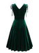 Robe trapèze en velours à col V et bretelles à nouer Années 1960 - 3