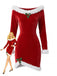 Robe courte rouge en velours à capuche et bordure en fourrure de Noël Années 1950 - 1