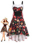 Robe nuisette motif de Noël épaules dénudées nœud et bordure fourrure années 50