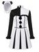Robe noire et blanche de clown effrayant pour Halloween avec coiffe Années 1960 - 1