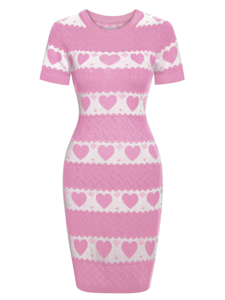 Robe tricotée noire à cœur contrastant des années 1960