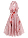 Robe dos nu rose Halloween années 1950 avec taches de sang