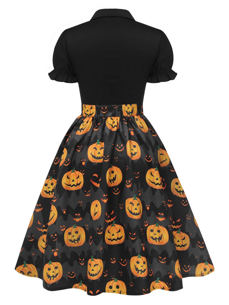 Robe à nœud papillon citrouille d'Halloween des années 1950
