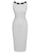 Robe crayon blanche à pois des années 1960