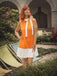 Robe sans manches orange à nœud papillon des années 1960