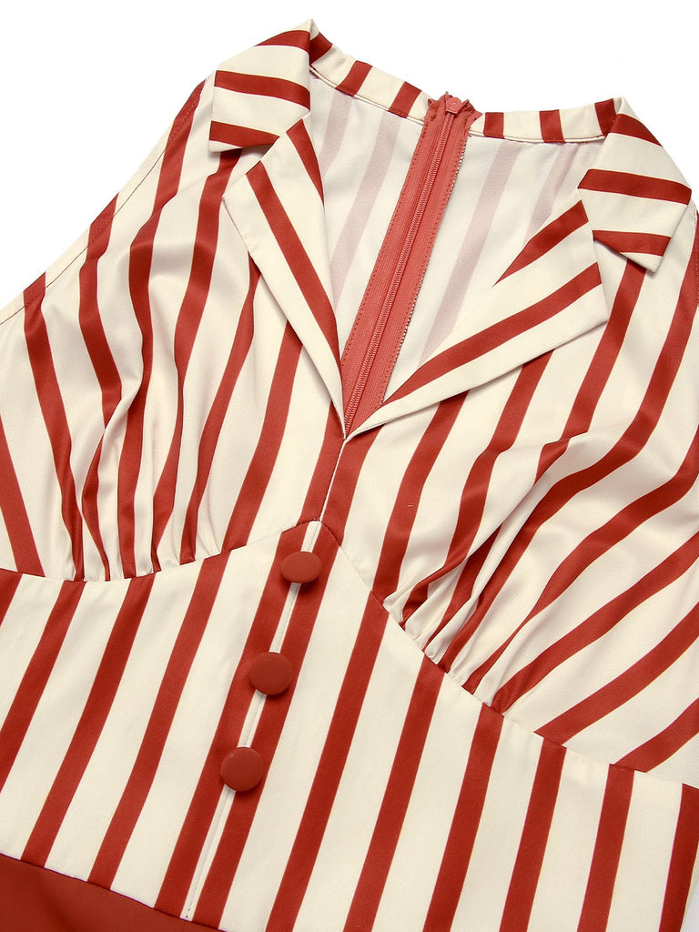 Combishort à revers rayé rouge brique des années 1940