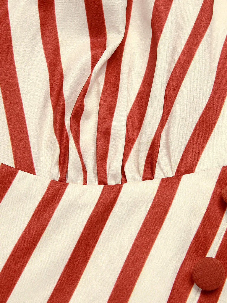 Combishort à revers rayé rouge brique des années 1940