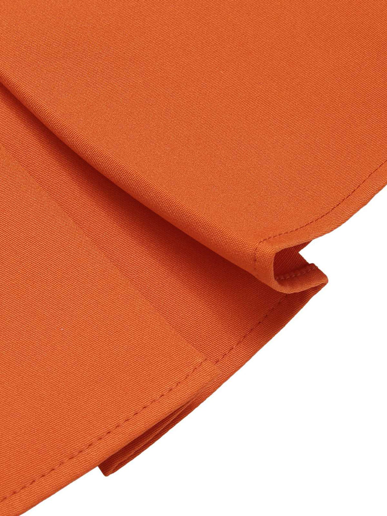 2PCS haut dos nu fleuri et jupe plissée orange des années 1960