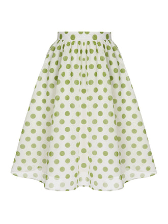 Jupe verte à pois Schiffon des années 1940