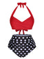 Maillot de bain à bretelles dos nu à pois années 1960