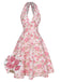 Robe Licou À Col V Imprimé Citrons Années 1950