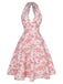 Robe Licou À Col V Imprimé Citrons Années 1950