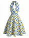 Robe Licou À Col V Imprimé Citrons Années 1950