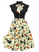 Robe jaune à revers avec nœud pour Halloween des années 1950