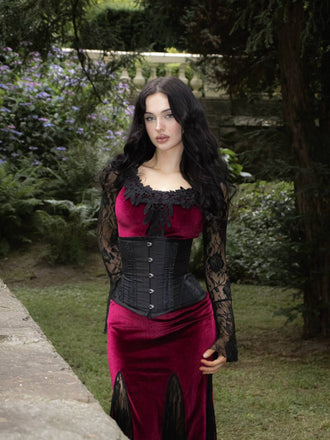 Robe queue de poisson à manches longues en dentelle des années 1930