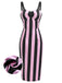 [Prévente] Robe crayon rose et noire à rayures verticales années 1960