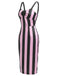 [Prévente] Robe crayon rose et noire à rayures verticales années 1960