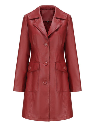 Manteau en cuir à revers solide des années 1940