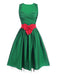 Robe patchwork en maille à pois verte des années 1950