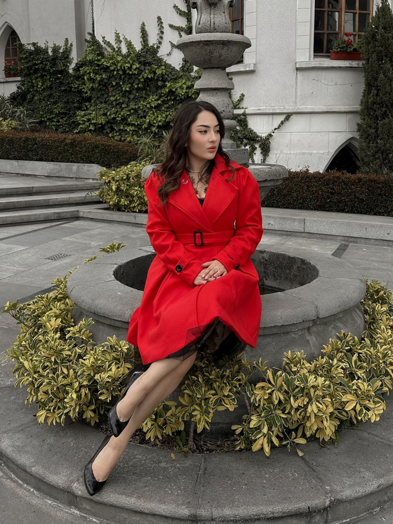 Manteau slim à revers couleur unie des années 1950