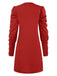 Robe plissée unie à manches gigot des années 1940