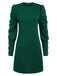 Robe plissée unie à manches gigot des années 1940
