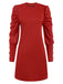 Robe plissée unie à manches gigot des années 1940
