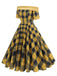 Robe à carreaux patchwork vintage à épaules dénudées des années 1950