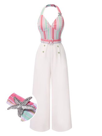 Combinaison à rayures colorées et étoiles de mer des années 1950