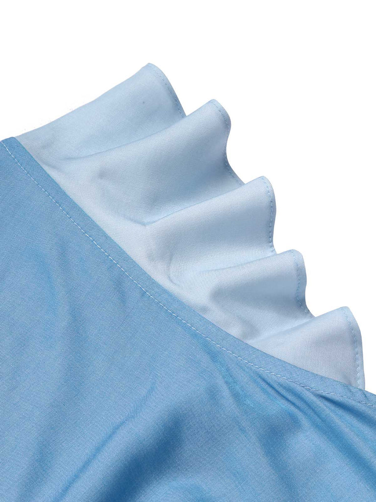 Combishort à volants Cendrillon bleue et blanche des années 40