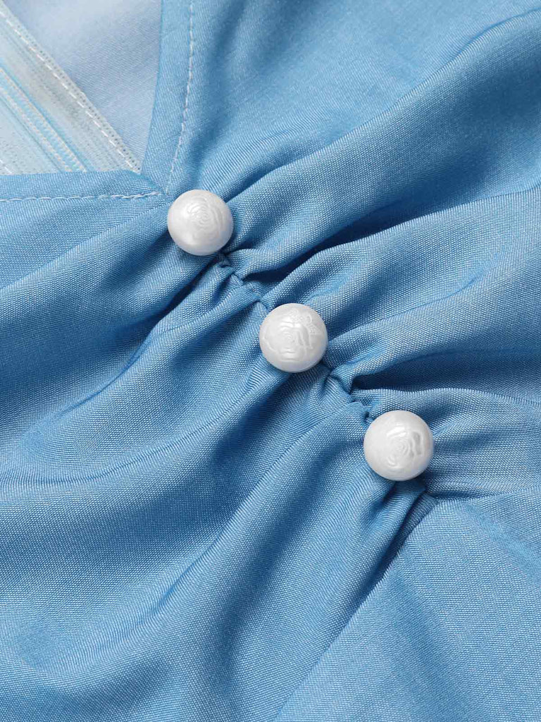 Combishort à volants Cendrillon bleue et blanche des années 40